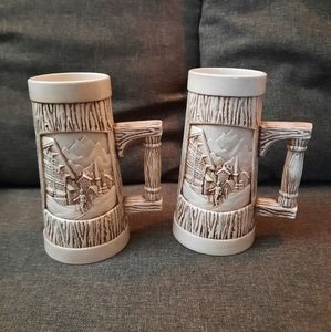 Corner ceramics steins set of 2